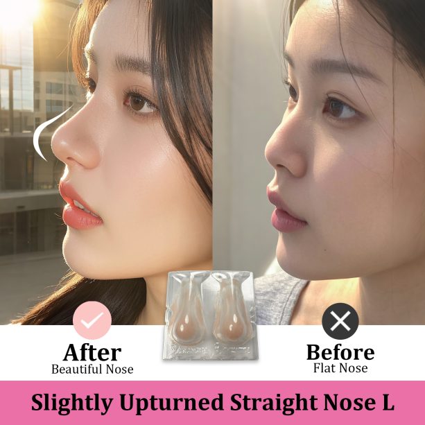 Cosplay Fake Nose Soft Silicone 3D Nose Up SFX Makeup Contouring Beautifying Natural Style (Slightly Upturned Straight Nose L)