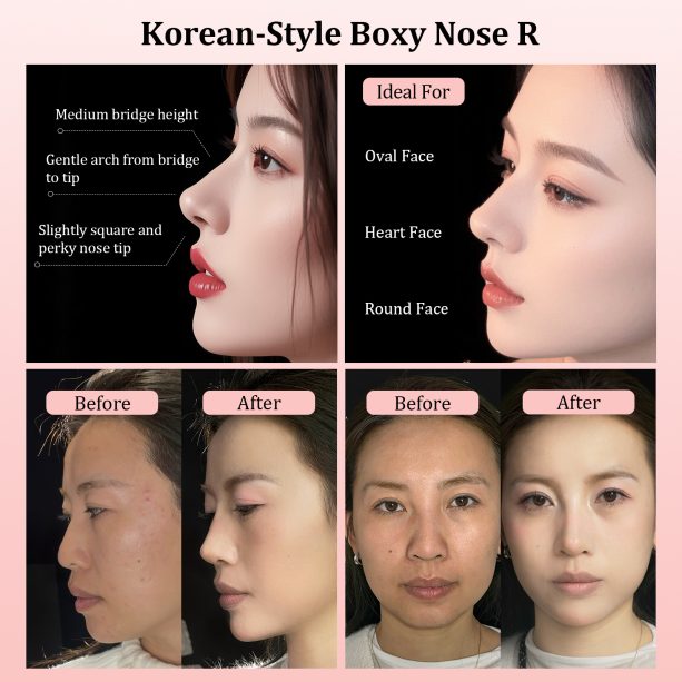 Cosplay Fake Nose Soft Silicone 3D Nose Up SFX Makeup Contouring Beautifying Youthful Style (Korean-Style Boxy Nose R) - 图片 3