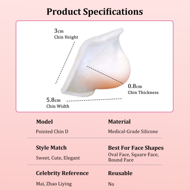 Fake Chin Soft 3D Silicone for Cosplay & Makeup - V-Shaped Jawline Enhancer, Anime SFX Prop，Instant Chin Lift for Face Contouring (Pointed Chin D) - 图片 9